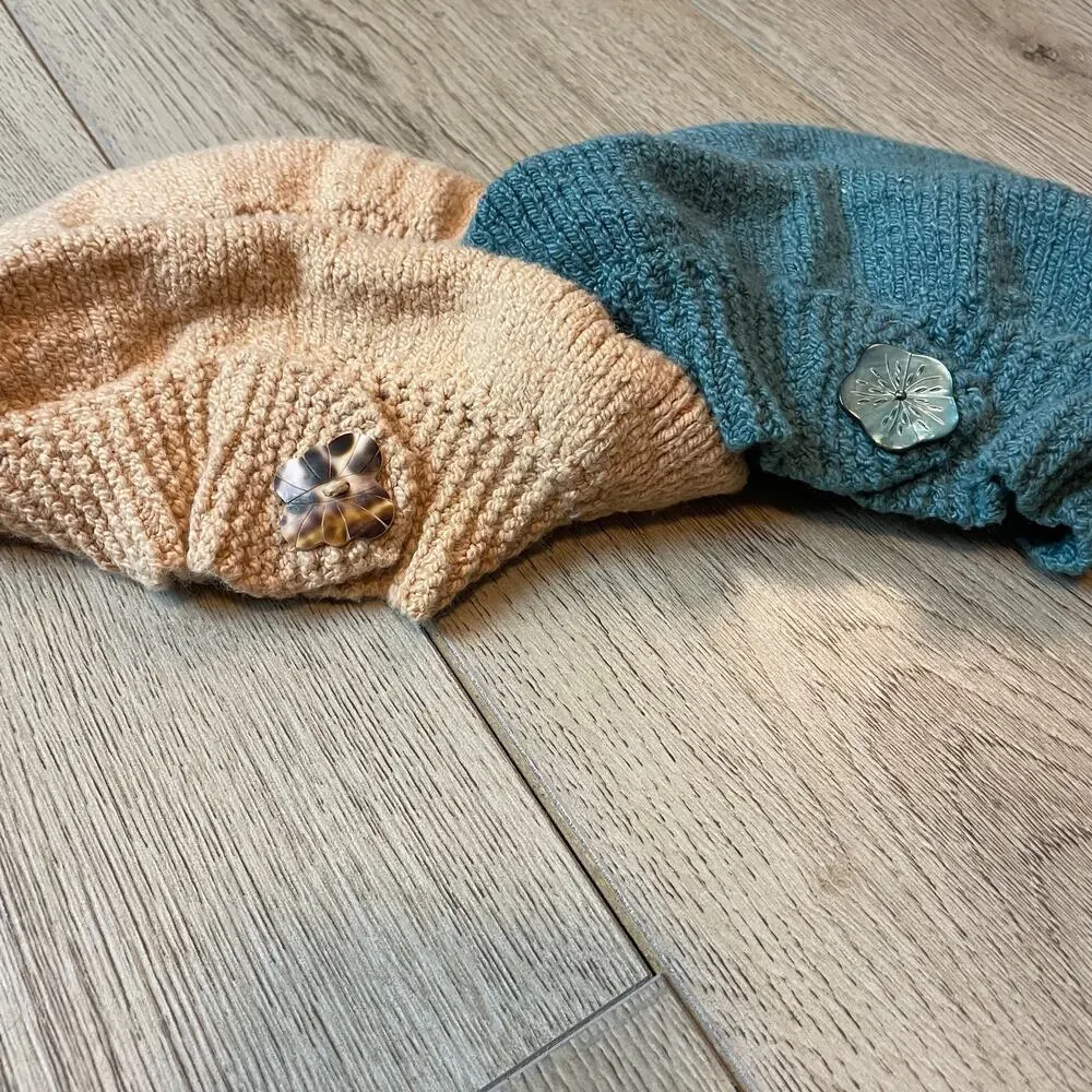 Baby/ Toddler Crochet Beret with Button Detail Bundle of 2
